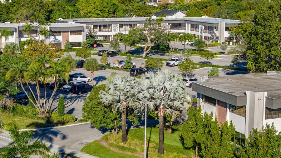 Aerial of the interior courtyard and palms