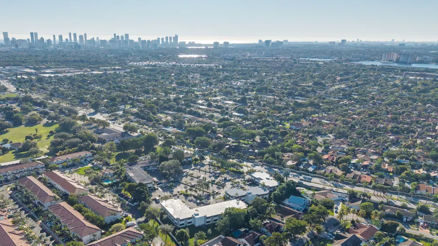 Wide aerial showing the park within Miami