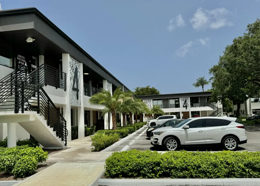 Exterior of Building 4 with covered parking
