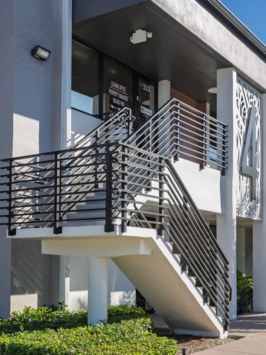 Stairway leading to the leasing office
